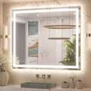 Keonjinn 42 x 36 Inch LED Bathroom Mirror with Lights, Bighter Frontlit & Backlit Vanity Mirror with Stepless Dimmable 3-Color, Anti-Fog Mirror for Wall, HD Tempered Glass, Memory Founction, CR90+