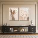TJRRKYHY 2Pcs Modern Boho Abstract Canvas Wall Art Beige Minimalist Woman Line Art Decor Neutral Geometry Prints for Living Room Bedroom Bathroom Home Decor (16x24in canvas)