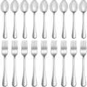 32 Pcs Forks and Spoons Silverware Set, Food Grade Stainless Steel Flatware Cutlery Set for Home, Kitchen and Restaurant, Mirror Polished, Dishwasher Safe-16 Dinner Fork(8 inch) and 16 Teaspoon(6.5 inch)