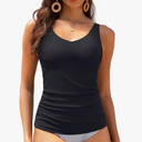 Talisea Tankini Swim Top Only - Tummy Control Bathing Suit Top Modest Swimsuit Top No Bottom L