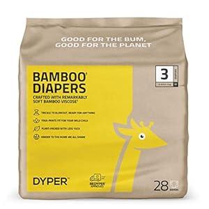 DYPER Bamboo Baby Diapers Size 3 | Natural Honest Ingredients | Cloth Alternative | Day & Overnight | Plant-Based + Eco-Friendly | Hypoallergenic for Sensitive Newborn Skin | Unscented - 28 Count
