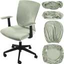 Tallew 4 Pcs Office Chair Covers Set Computer Universal Protective Stretchable Chair Seat Covers Desk Armrest Slipcovers Pads Office Cushion Backrest for Rotating(Bean Green)