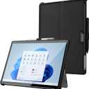 Surface Pro 11/10/9 Case, Crystal Clear Multi-Angle Shockproof for Microsoft Surface Pro 11th Edition AI 2024, Work with Surface Pro Signature Keyboard & Slim Pen 2, Black