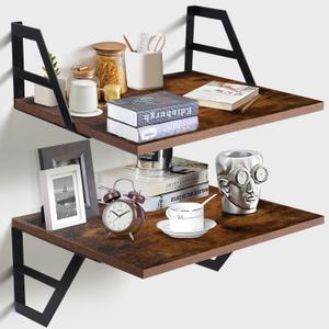 Deep Floating Shelve; Wall Mounted Book Shelf for Living Room, Bedroom Shelves for Wall Decor; Shelves for Wall Storage; Shelving with Metal Brackets, 12 Inches (Rustic Brown) 1 Pack