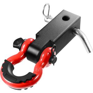 VEVOR Shackle Hitch Receiver, Fits 2" Receivers, 52900 lbs Breaking Strength, D Ring Shackle with Trailer Hitch Lock Pin, Heavy Duty Towing Accessories for Trucks, Jeeps, Off-Road Vehicle Recovery