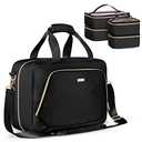 Prokva Professional Makeup Artist Travel Case with 4 Detachable Cosmetic Bags, Large Make up Organizer Bag with Makeup Kit Storage Section and Hair Tools Pocket, Black (Empty Bag Only)