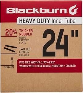 Blackburn 24" x 1.75-2.25" Schrader Heavy Duty Bicycle Inner Tube with tire levers