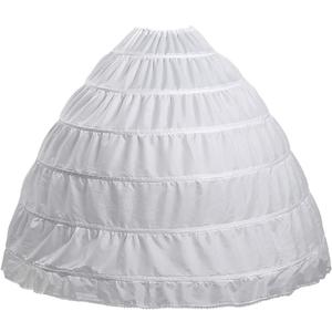 VeMee Full 6 Hoop Skirt Floor Length Crinoline Underskirt Wedding Dress Petticoat (One Size)