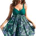 Plus Size Swimsuits Swim Dress Tankini for Women Athletic Two Piece Swimdress Bathing Suits Tummy Control