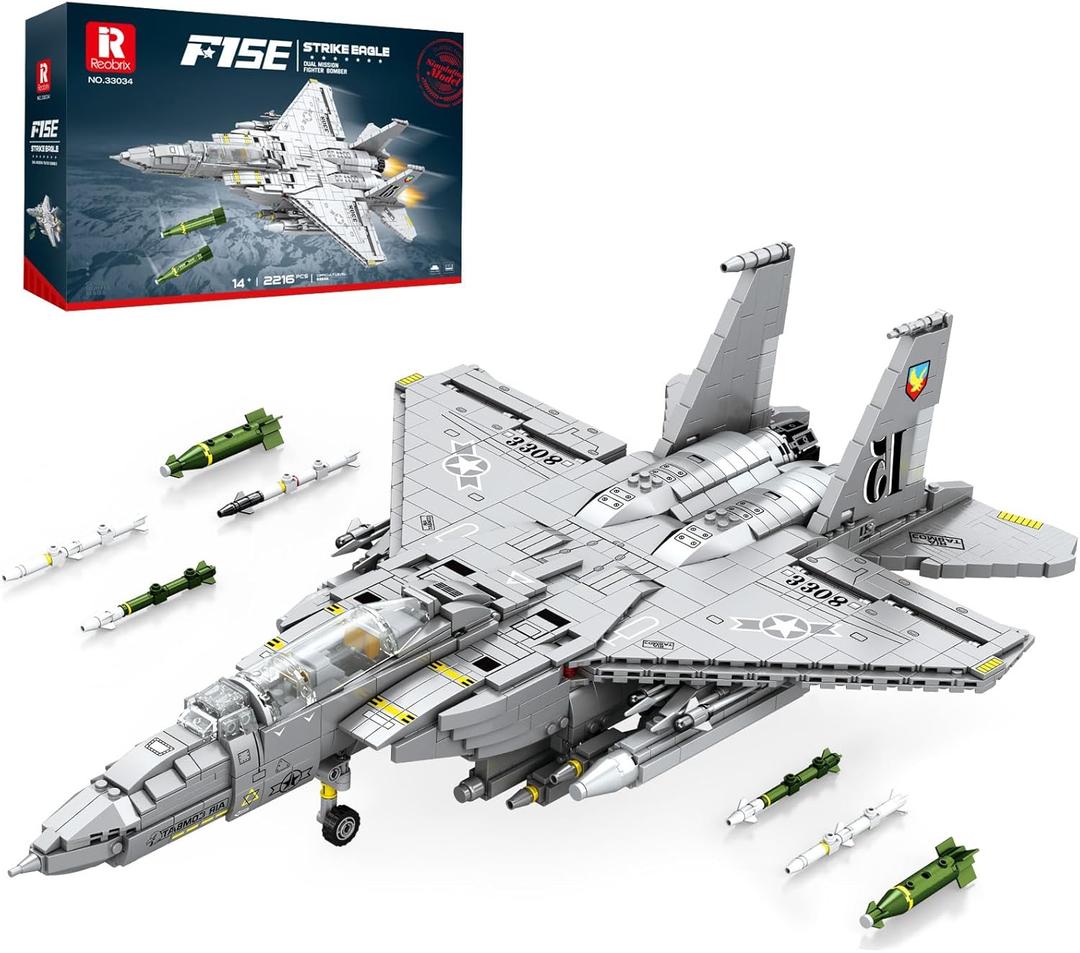 Reobrix F-15E Fighter Jet Building Sets for Adults, Military Fighter Bombers Display Model 33034, Strike Eagle Military Plane Collectible Set, Toys Gifts for Aviation Fans Boys Girls 14+ (2216 PCS)