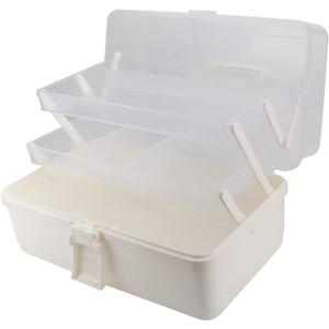 Avlcoaky Tackle Box Large 3 Layers Plastic Portable Storage Box Fishing White Tackle Box Organizer Art Craft Tool Box