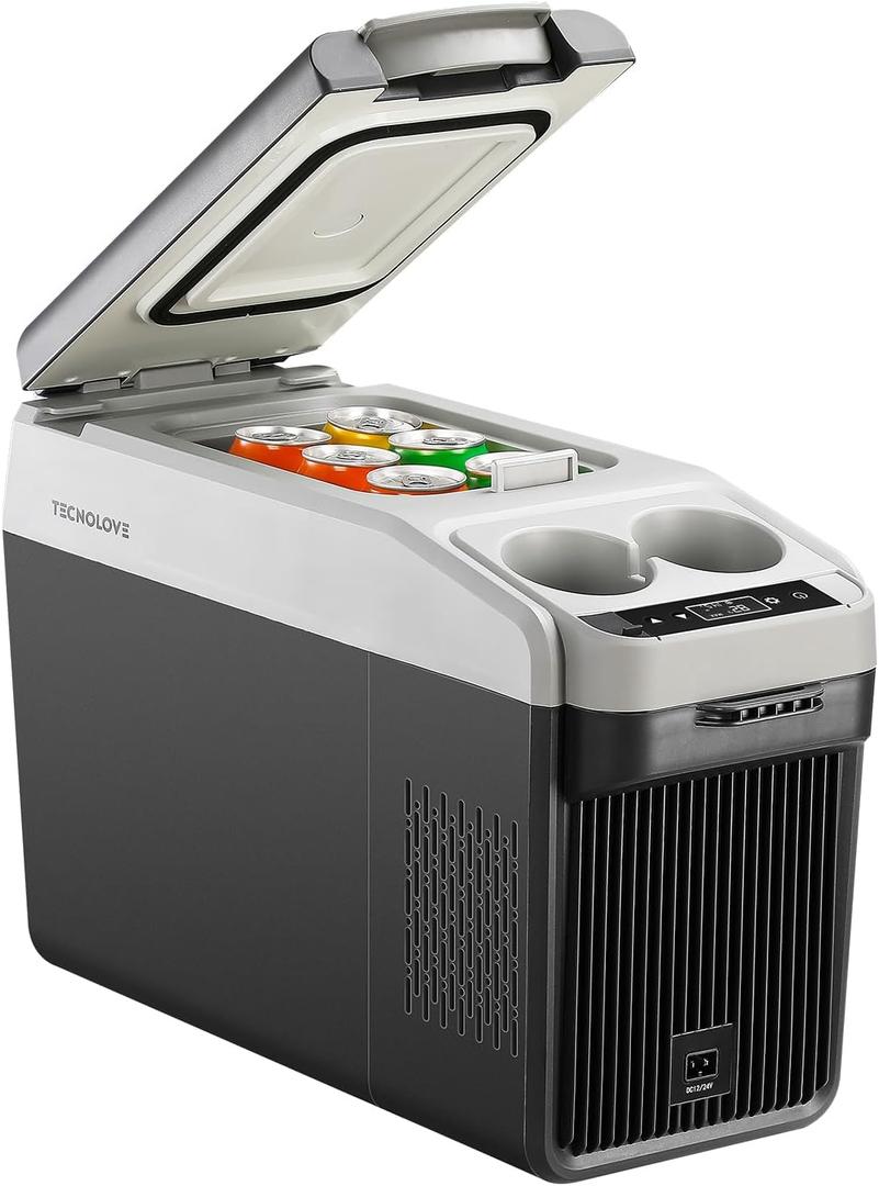 12 Volt Center Console Fridge,Car Refrigerator 16QT(15L) Cooler (-4℉-50℉),Car Refrigerator RV Fridge,Portable Electric Cooler with 12/24V DC&110V AC, For MPV,RV,Van was tested it did power up has some scratches and scuffs