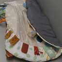 Blissful Diary Baby Play Gym & Activity Mat, 5 Developmental Zones Wooden Tummy Time Mat with 5 Detachable Sensory Toys for Motor Skills & Sensory Development, Baby Essentials Shower Gift (Gray Round)