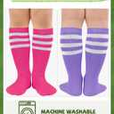 Kids Toddler Youth Soccer Socks Knee High Tube Socks for Boys Girls (Pink, M)