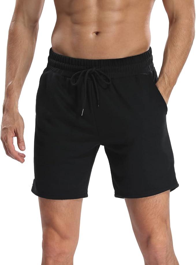 LRD Sweat Shorts for Men 7 inch Inseam Casual Athletic Pocket Jogger Shorts Black - XXL