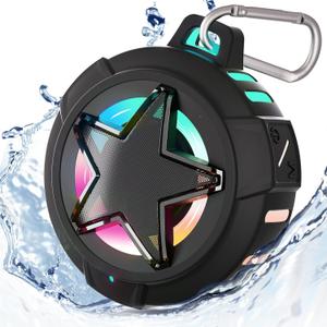 EBODA Bluetooth Shower Speaker, IP67 Waterproof Portable Speakers, Floating, TF Card, Small Outdoor Speaker with LED Light, True Wireless Stereo for Bike, Beach, Paddle Board, Kayak, Gifts (Black)