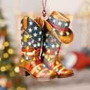 2 x Cowboy Christmas Ornament 2026, Western Cow Decor for Xmas Tree, Texas Country Decoration, Cowboy Boot Hat Ornament Gift