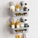 TAILI Shower Caddy Suction Cup 2 Pack, Heavy Duty Bathroom Organizer, Removable Shelves for Inside Shower, Shampoo, Waterproof Suction Plastic Storage for Bathroom Accessories Holder, Gray
