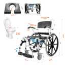 VEVOR Shower Wheelchair, 17.5in Width Aluminum Alloy Bathroom Wheelchair for Inside Shower, Adjustable Rolling Shower Chair w/Brake for Disabled Adult, 300 lbs Capacity Shower Commode Transport Chair
