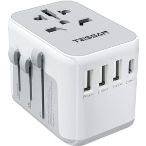 TESSAN Universal Travel Adapter, International Power Adapter with 4 USB Ports (1 USB C), Worldwide Plug Adaptor Wall Charger for USA to Europe UK France Germany Spain Ireland Australia(Type C/G/A/I) TESSAN Universal Travel Adapter, International Power Adapter with 4 USB Ports (1 USB C), Worldwide Plug Adaptor Wall Charger for USA to Europe UK France Germany Spain Ireland Australia(Type C/G/A/I)