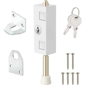 Sliding Door Lock Rectangle Patio Door Lock Keyed for Glass Hinged Security Bar Steel Bolt Zinc Alloy Iron Portable to Prevent Sliding(1 Piece)