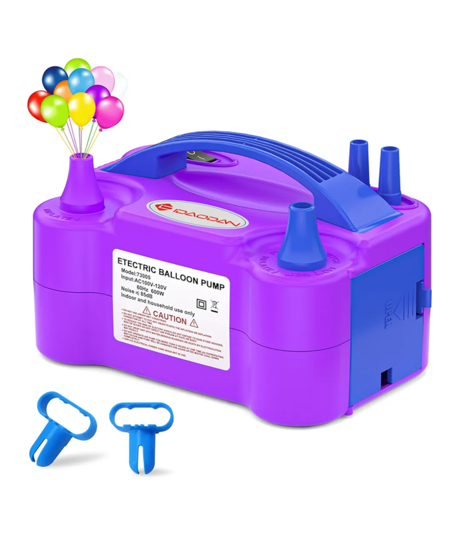 IDAODAN Electric Air Balloon Pump, Portable Dual Nozzle Electric Balloon Inflator/Blower for Party Decoration - 110V 600W (Purple)