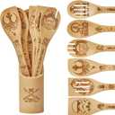 Star Gifts Kitchen Decor Accessories Wooden Spoons for Cooking,7PCS Gifts Bamboo Utensils Spatulas Nonstick Cookware for women,House Warming Presents,Birthday Gift