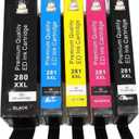 Compatible Ink Cartridge PGI-280XXL CLI-281XXL 280 Ink 281 Work with PIXMA TS6120 TS6220 TS6320 TS8120 TS8220 TS8320 Printer(5 Pack)