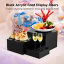 3 PCS Black Buffet Risers, Black Acrylic Food Display Stand, Square Acrylic Risers Display Stands, Mirror-Polished Display Box, Nested Storage Box, Cake Rise Stand for Parties, Birthdays, Weddings