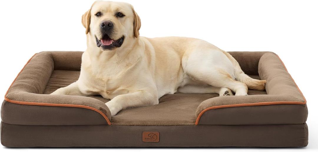 Bedsure Jumbo Orthopedic Dog Bed for Extra Large Dogs - Washable XLarge Dog Cat Bed Waterproof, Comfort Dogs Couch Sofa with Washable Removable Cover, Pet Bed with Nonskid Bottom, Brown, 45"