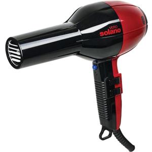 Solano Vero Rosso Ceramic Ionic Hair Dryer - Fast Drying 1600 Watt Lightweight Blow Dryer - Quiet + Ergonomic Design +Tourmaline for Added Shine and Smoothness - Italian-Made