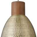 ELYONA Vintage Hammered Pendant Light Fixtures, 10.2 Industrial Metal Hanging Bar Lamp, Solid Wood Antique Gold Adjustable Pendant Light for Kitchen Island, Farmhouse, Dining Room, Brushed Brass (Medium, Brass - 1 Pack)