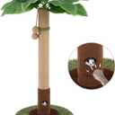 35" Tall Cat Scratching Post, Cat Scratcher for Indoor Cats, Sisal Rope Scratch Post with Hanging Ball and Cat Toys for Kitten Adult Cats (Brown)