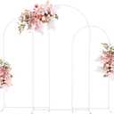 Putros Metal Arch Stand White Wedding Chiara Backdrop Stand Set of 3 (7.2FT,6.6FT,6FT) Square Arched Frame for Birthday Party Decoration