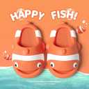Jerzmy Clown Fish Cute Slides for Kids Toddler, Cushioned Boys Girls Sandals, Funny Animal Comfy House Slippers Non Slip Beach Shower Shoes for Indoor Outdoor Pool Garden (Orange)