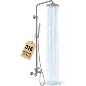 G‑Promise 316 Marine Grade Stainless Steel 8 Inches Outdoor Shower Kit
SUS 316 Stainless Steel, Built to Last, Easy Install, Height Adjustable, Wall Mounted, for Poolside, Backyard, Coastal Homes