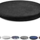 2 PCS Gumcoly Round Memory Foam Chair Cushion Circle Bar Stool Pad Detachable Chair Seat Cushion with Removable Cover and Rubber Back Anti Slip Kitchen Dining Chair Pad 17 Inches Black