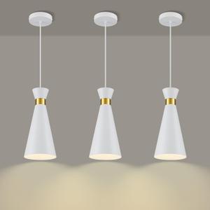2026 New Mid Century Modern Pendant Lights Kitchen Island 3 Pack, 5.9"D x 13"H Cone Shape, Brass Gold & White Pendant Light Fixtures, Island Lights Kitchen Pendant Lighting over Sink Dining Room