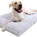 KSIIA Washable Dog Bed Deluxe Plush Dog Crate Beds Comfy Kennel Pad Anti-Slip Pet Sleeping Mat for Large, Jumbo, Medium, Small Dogs Breeds, 35" x 23", Gray