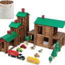 Wondertoys 456Pcs Big Villa Wooden Log Set Real Wood Logs Classic Building Log Ages 3+ Best Retro Building Gift Set Creative Construction Engineering Educational Gifts