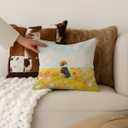 Floral Beagle Pillow Covers 18x18, Beagle Mom Lover Gifts for Women, Watercolor Wildflower Field Dog Decorative Throw Pillow Covers for Home Living Room Bedroom Sofa Couch