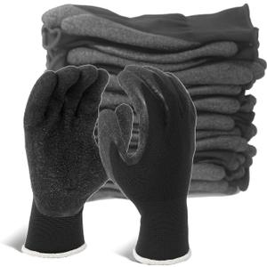 Evridwear Crinkle Latex Rubber Hand Coated Safety Work Gloves for Men Women General Multi Use Construction Warehouse Gardening Assembly Landscaping (L-Size) 12 Pairs Pack