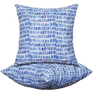 JMGBird Water-Resistant Outdoor Pillows Set of 2, 18x18 inch Durable White with Gradient Square Pattern Throw Pillows with Inserts for Patio Furniture