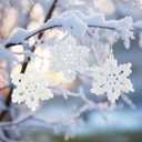 Giegxin 12 Pcs White Christmas Crochet Snowflake Ornament, Christmas Tree Ornament Decorative Boho Handmade Car Mirror Hanging Accessories