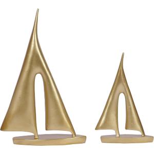 2 Pack Gold Sailboat Decor Boat Sculpture for Home Decor Modern Boat Statue Decorative Nautical Decoration for Living Room Bookshelf Shelf Table Office