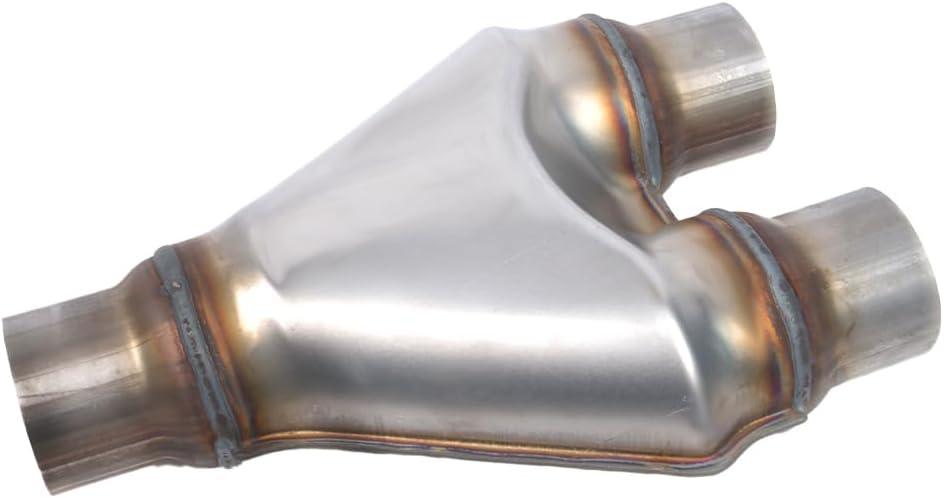 ID 2" Exhaust Y-Pipe Adapter, T409 Stainless Steel 2 Inch Dual to Single Y Pipe Connector, 10" Overall Length