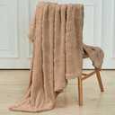 FY FIBER HOUSE Flower Bed Blanket Ultra Soft Blanket Fuzzy Queen Blanket for Bed Couch Sofa, 90"x90", Khaki