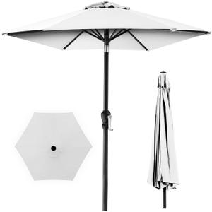 Best Choice Products 10ft Outdoor Steel Polyester Market Patio Umbrella w/Crank, Easy Push Button, Tilt, Table Compatible - White