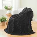 NEWCOSPLAY Super Soft Throw Blanket Black Premium Silky Flannel Fleece 3D Clouds Stylish Jacquard Lightweight Bed Blanket All Season Use 350GSM (Black, Throw(50"x60"))