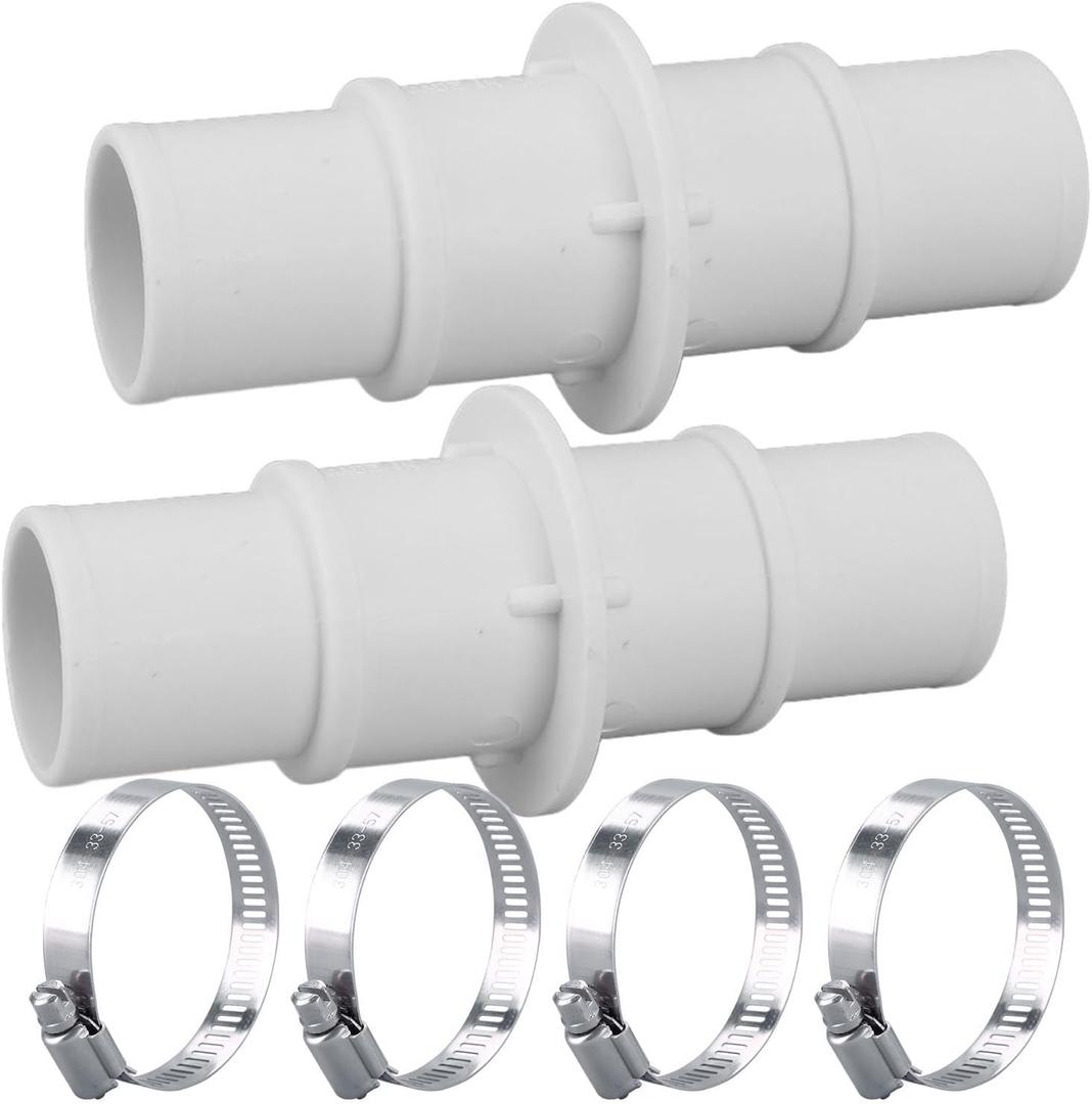 Pool Hose Adapter Connector, 1-1/4" or 1-1/2" Plastic Coupling for Swimming Pool Vacuum, Cleaner, and Filter Pump Hoses (White)